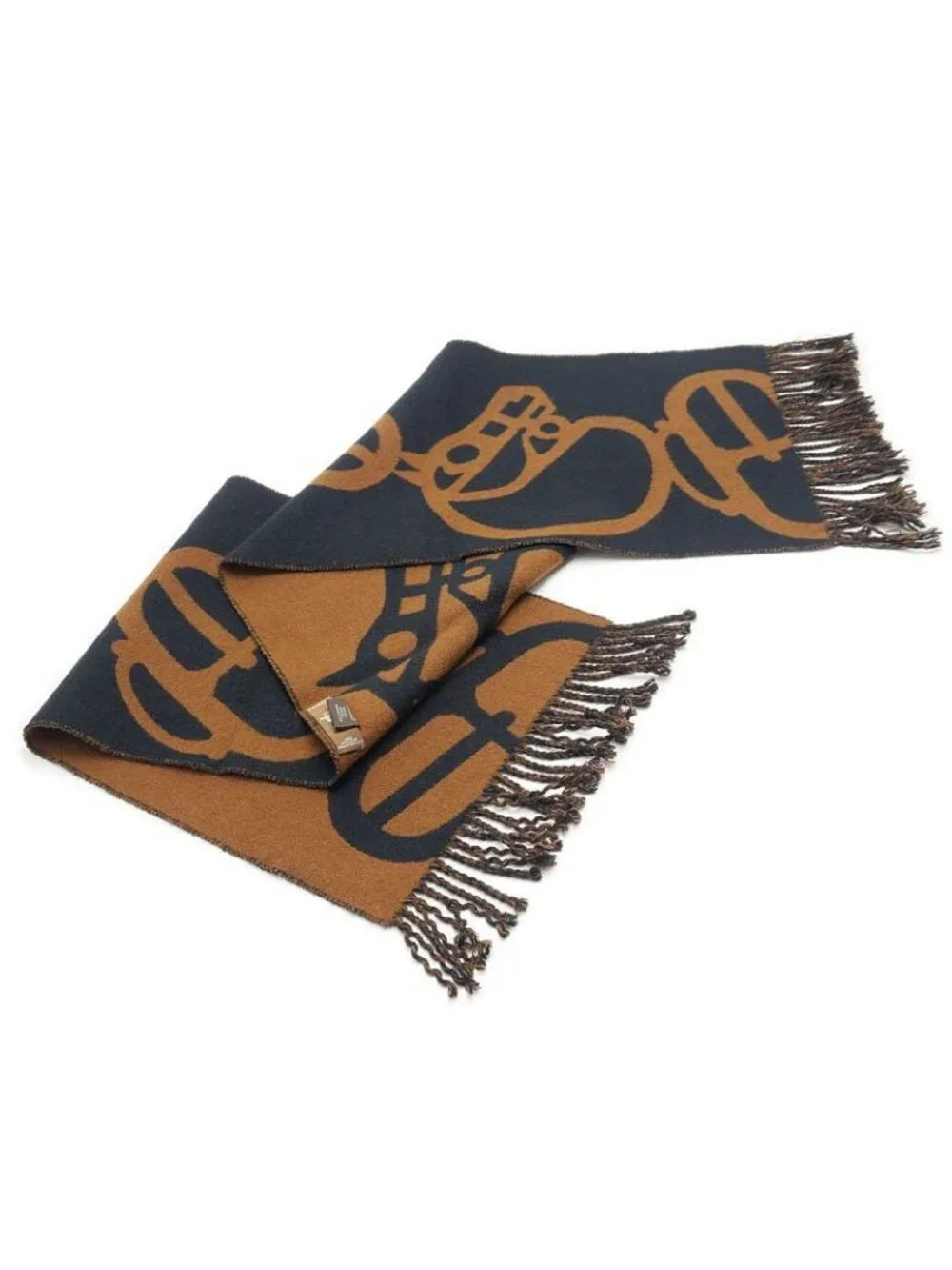 Hermes Book le Camaille Scarf Cashmere Black Brown
